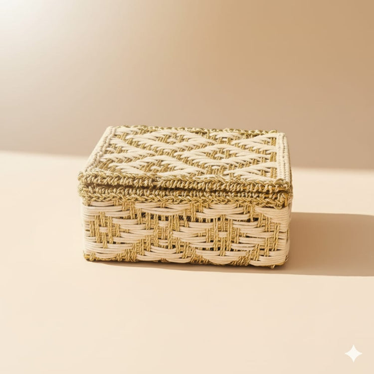 Golden Jute box over metal Frame