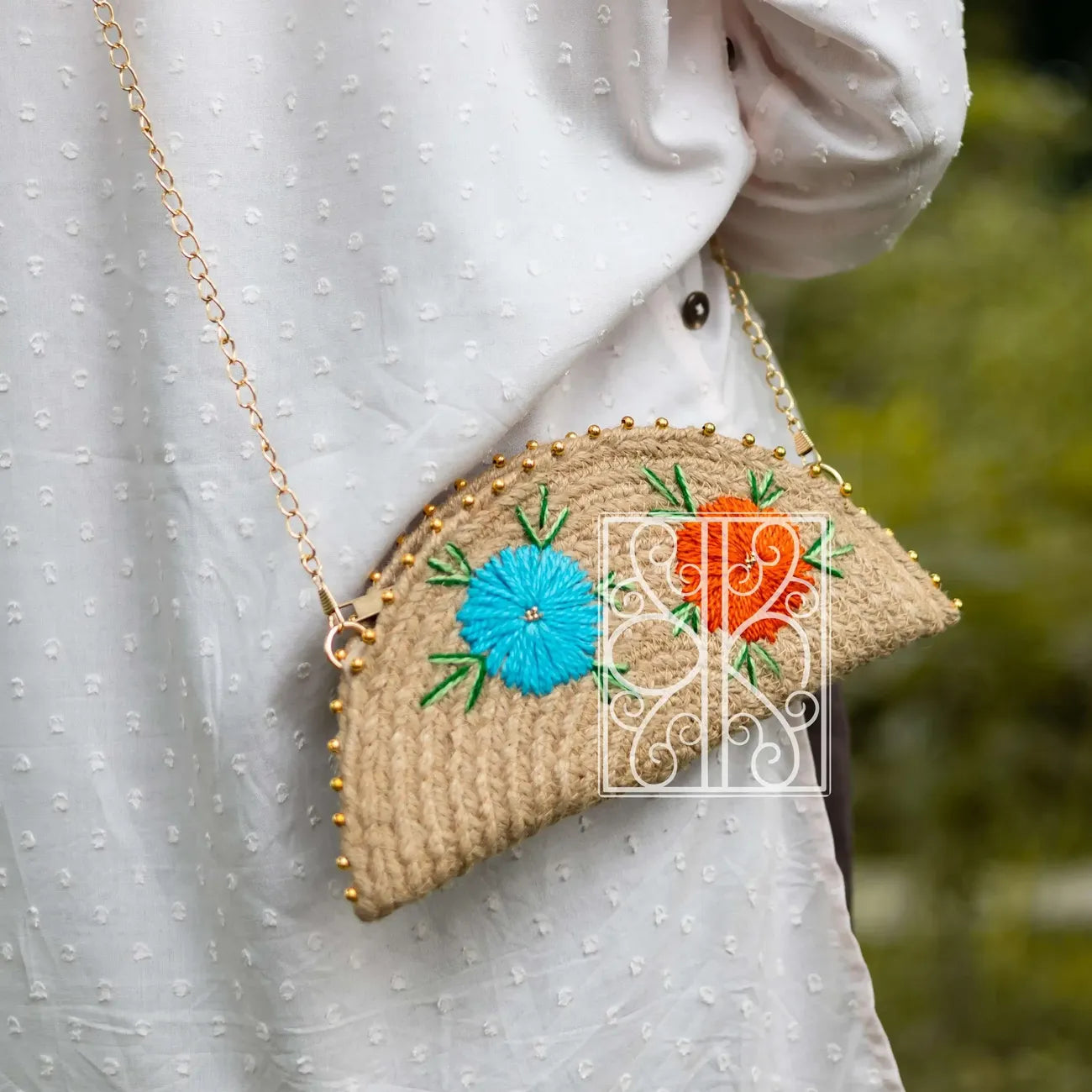 Buy a Jute Bag - Jute Clutch Half Moon