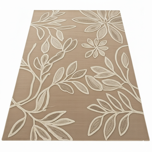 Beige Bloom HandTufted Woollen Rug