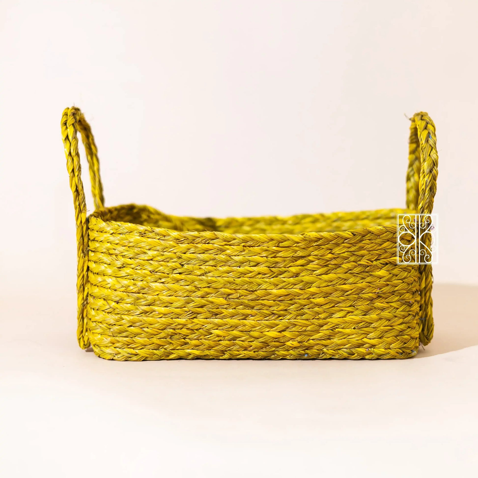 Yellow Wicker Storage Basket - vanity Box