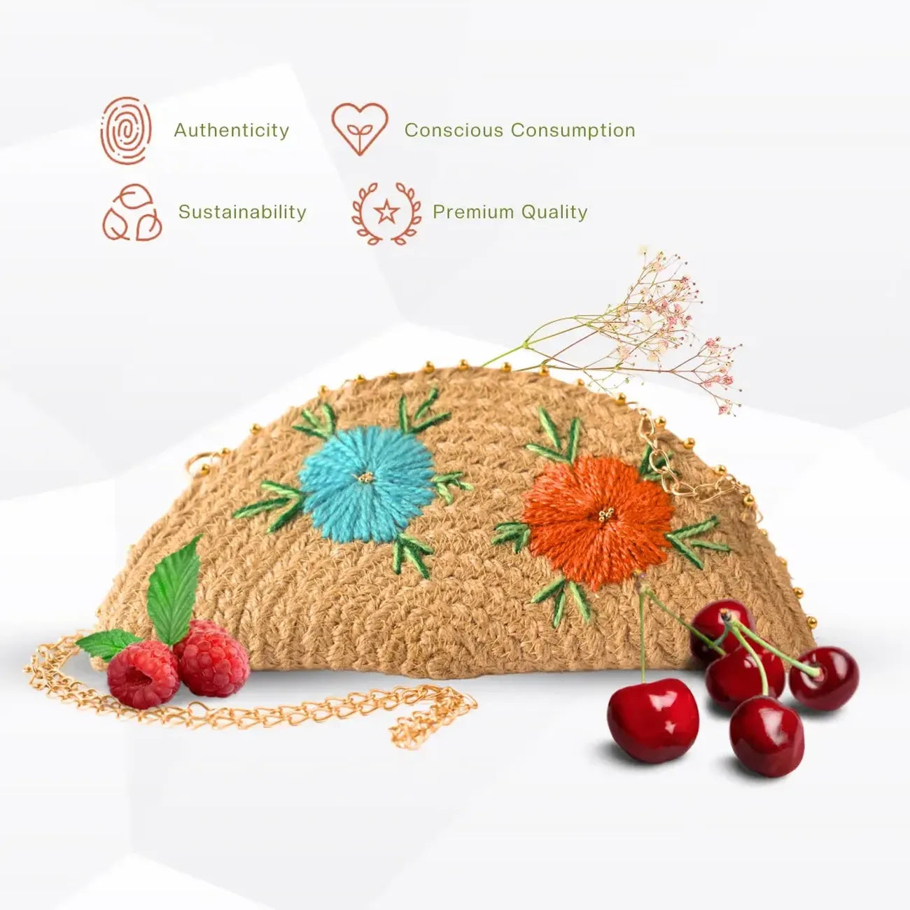 Buy a Jute Bag - Jute Clutch Half Moon