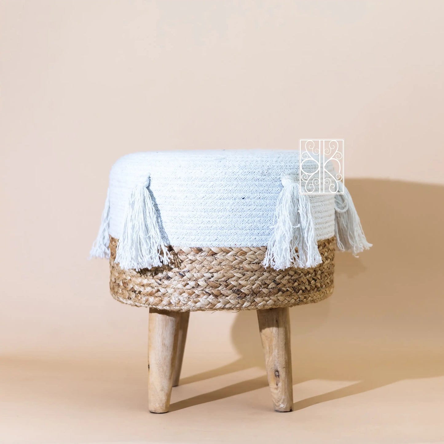 Cotton and Jute Ottoman stool
