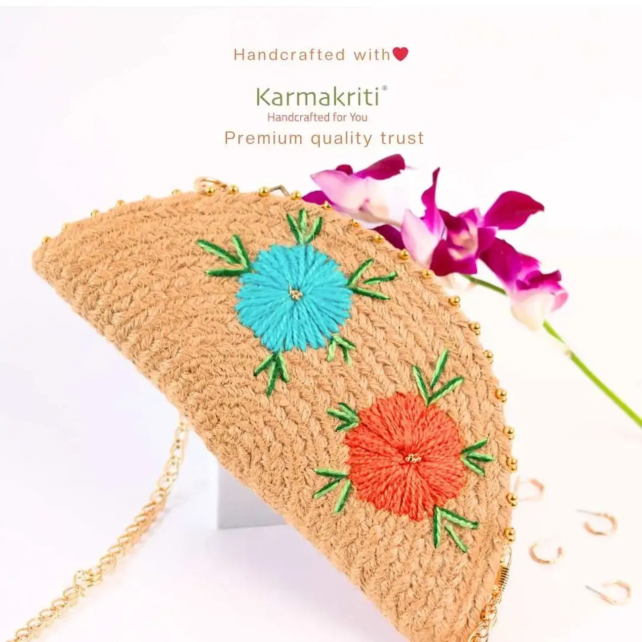 Buy a Jute Bag - Jute Clutch Half Moon
