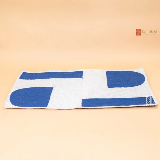 White and blue Cotton Floor Carpet & Floor Rugs