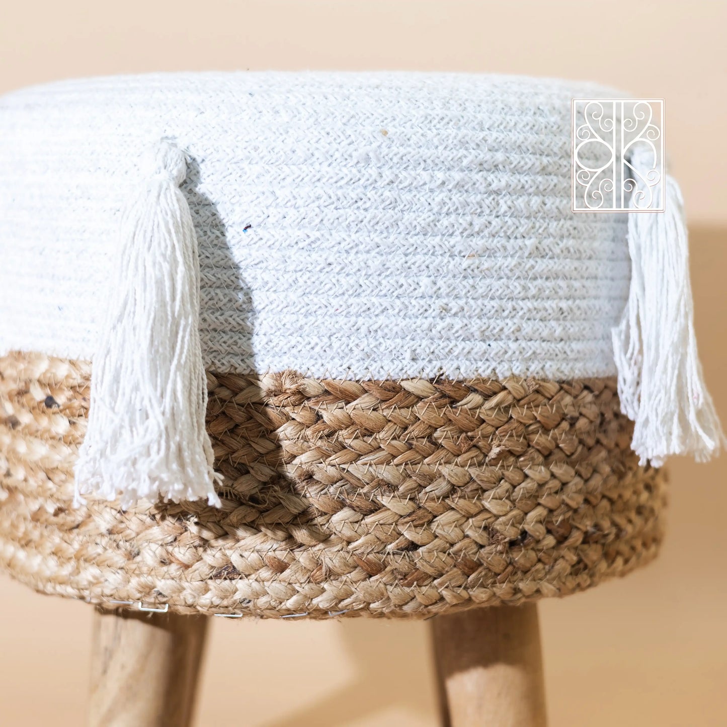 Cotton and Jute Ottoman stool