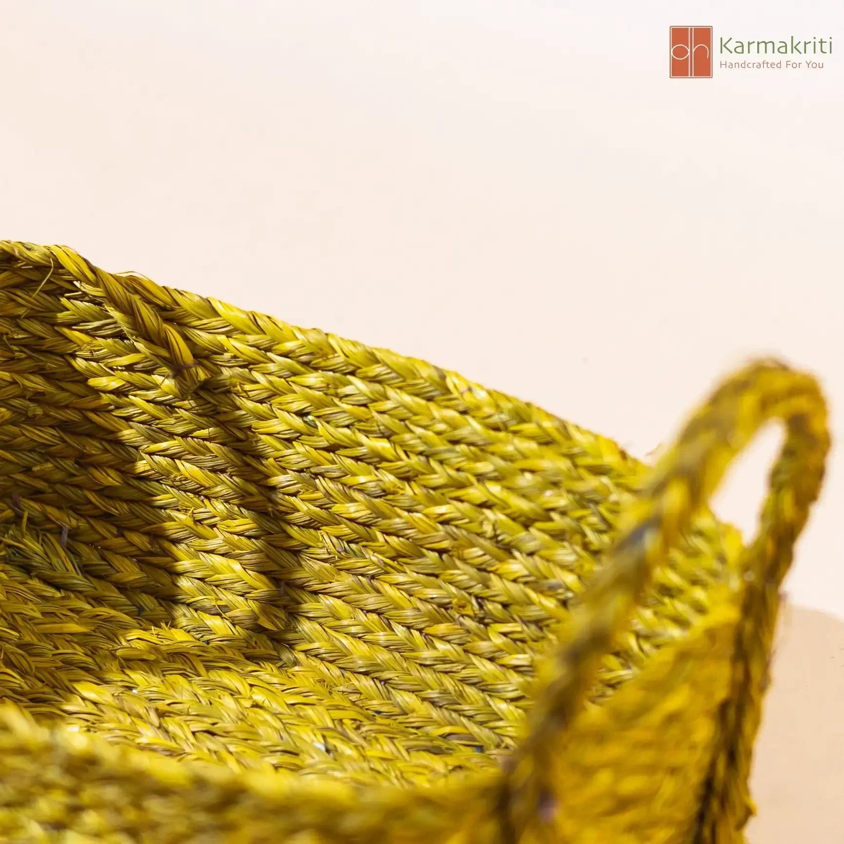 Yellow Wicker Storage Basket - vanity Box