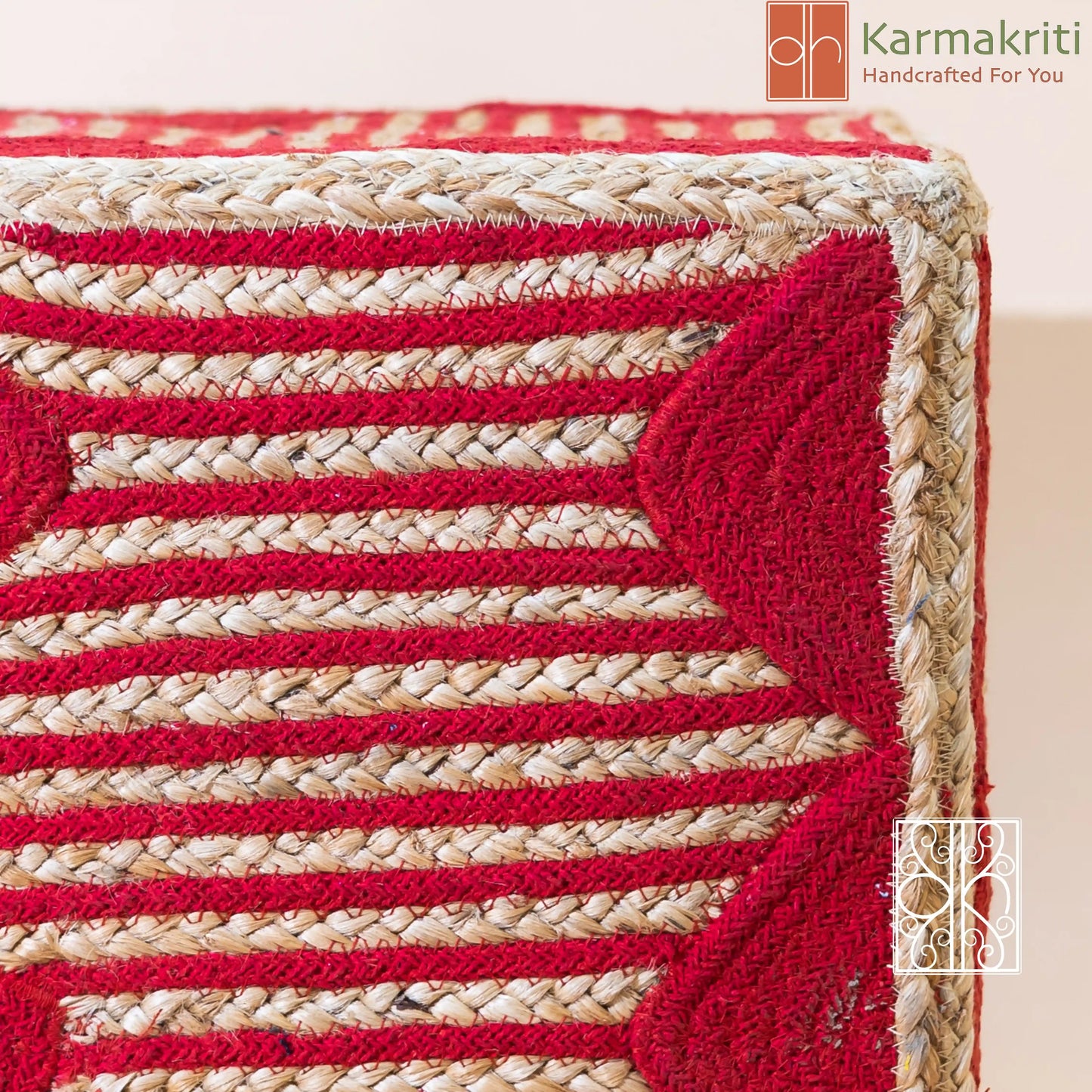 Handmade Jute and Cotton Pouffe