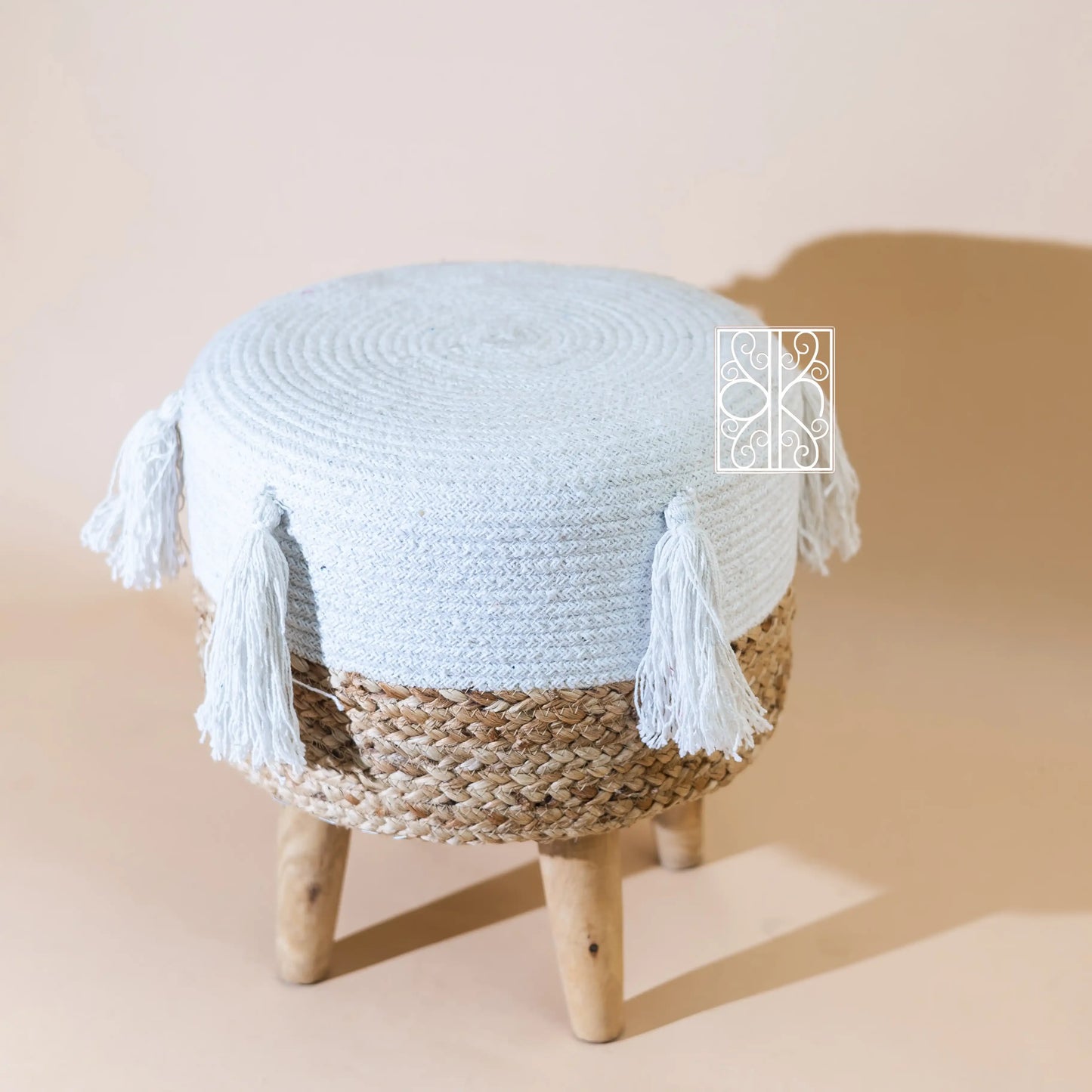 Cotton and Jute Ottoman stool