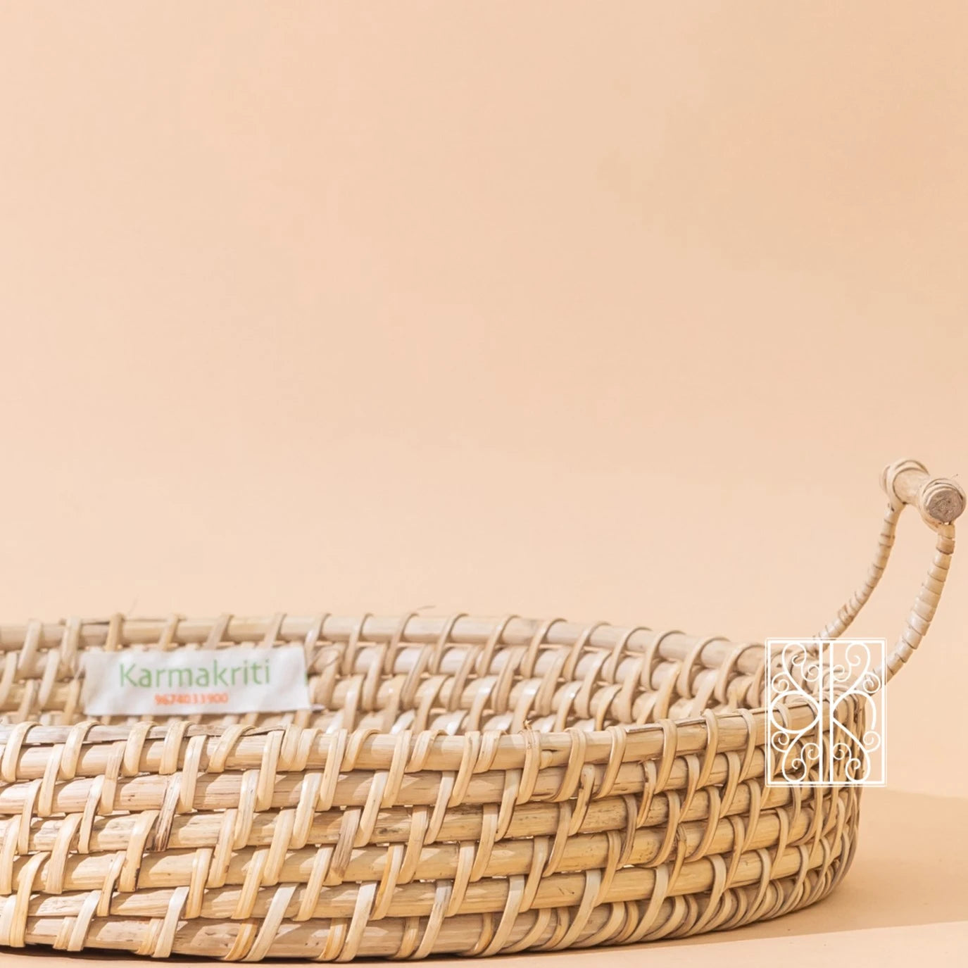 Buy Bamboo serving tray with Handles - Round Rattan Tray