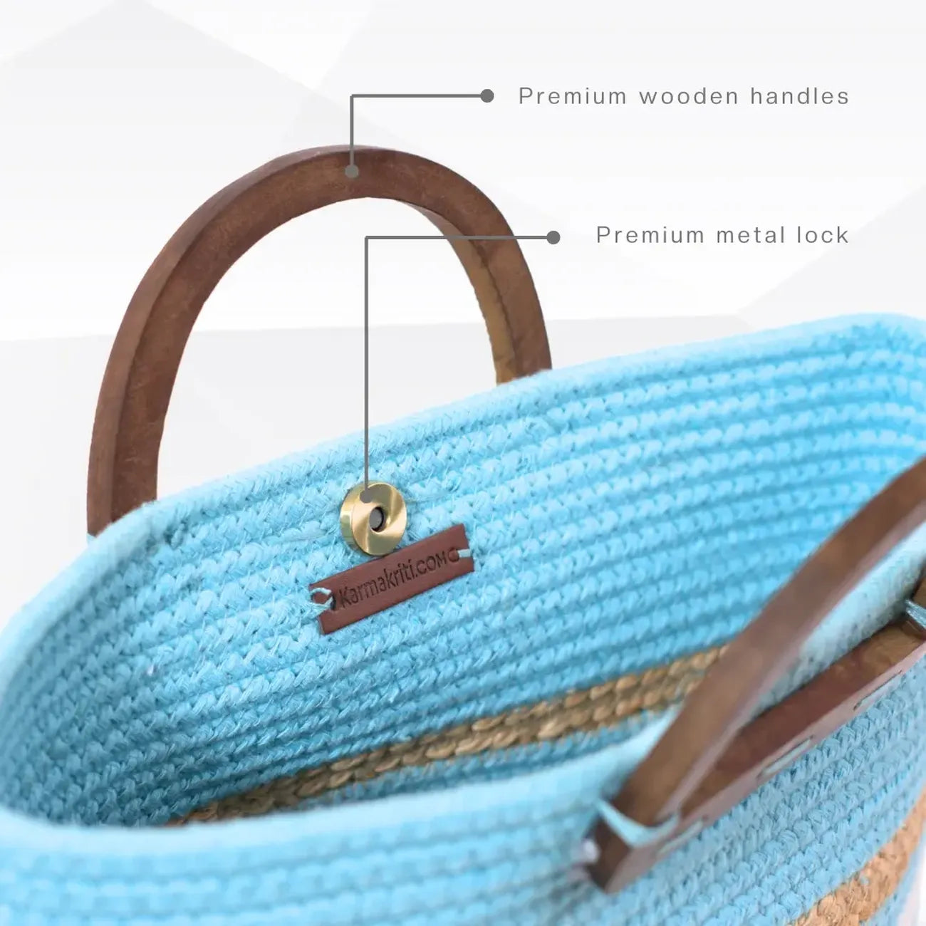 Jute Beach Bag - Designer Blue