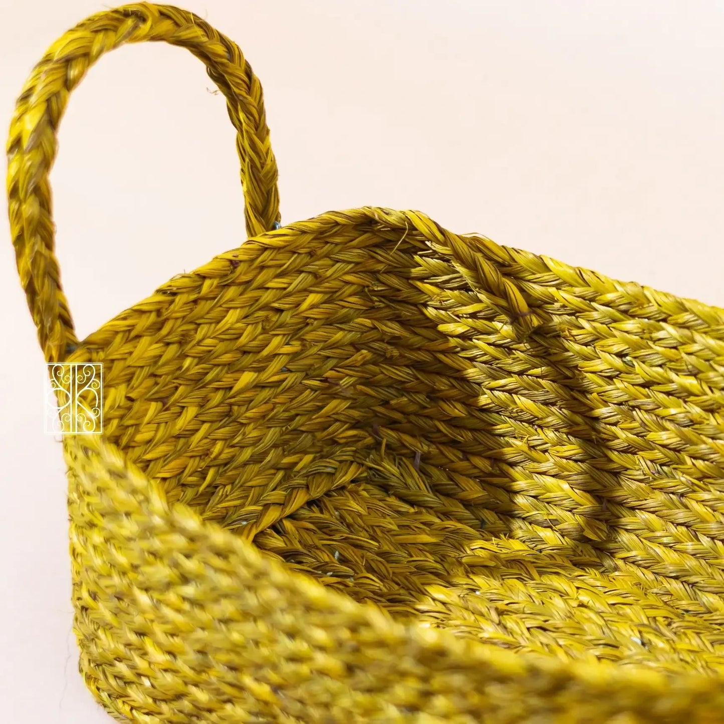 Yellow Wicker Storage Basket - vanity Box