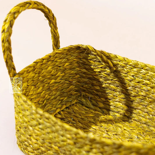Yellow Wicker Storage Basket - vanity Box
