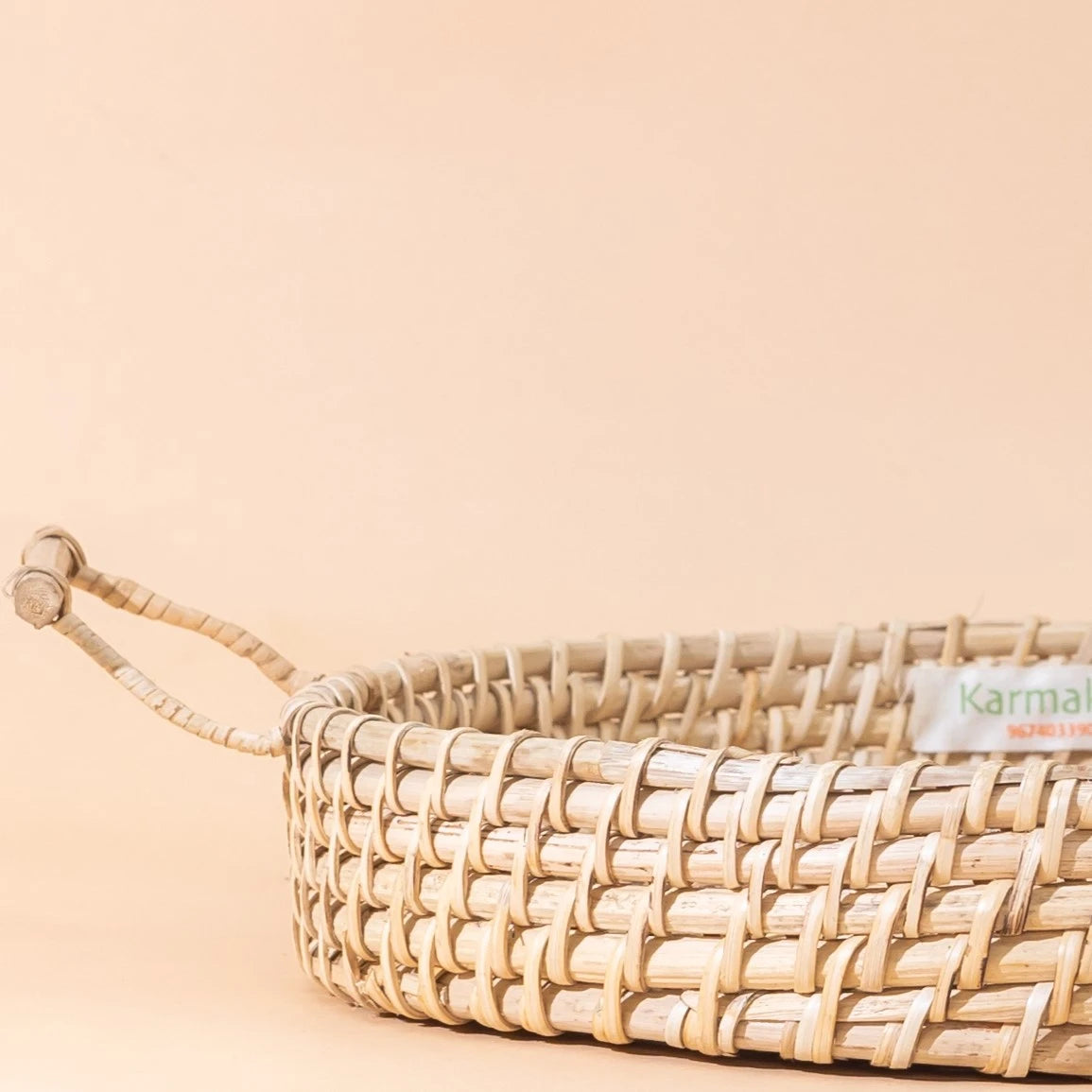 Buy Bamboo serving tray with Handles - Round Rattan Tray