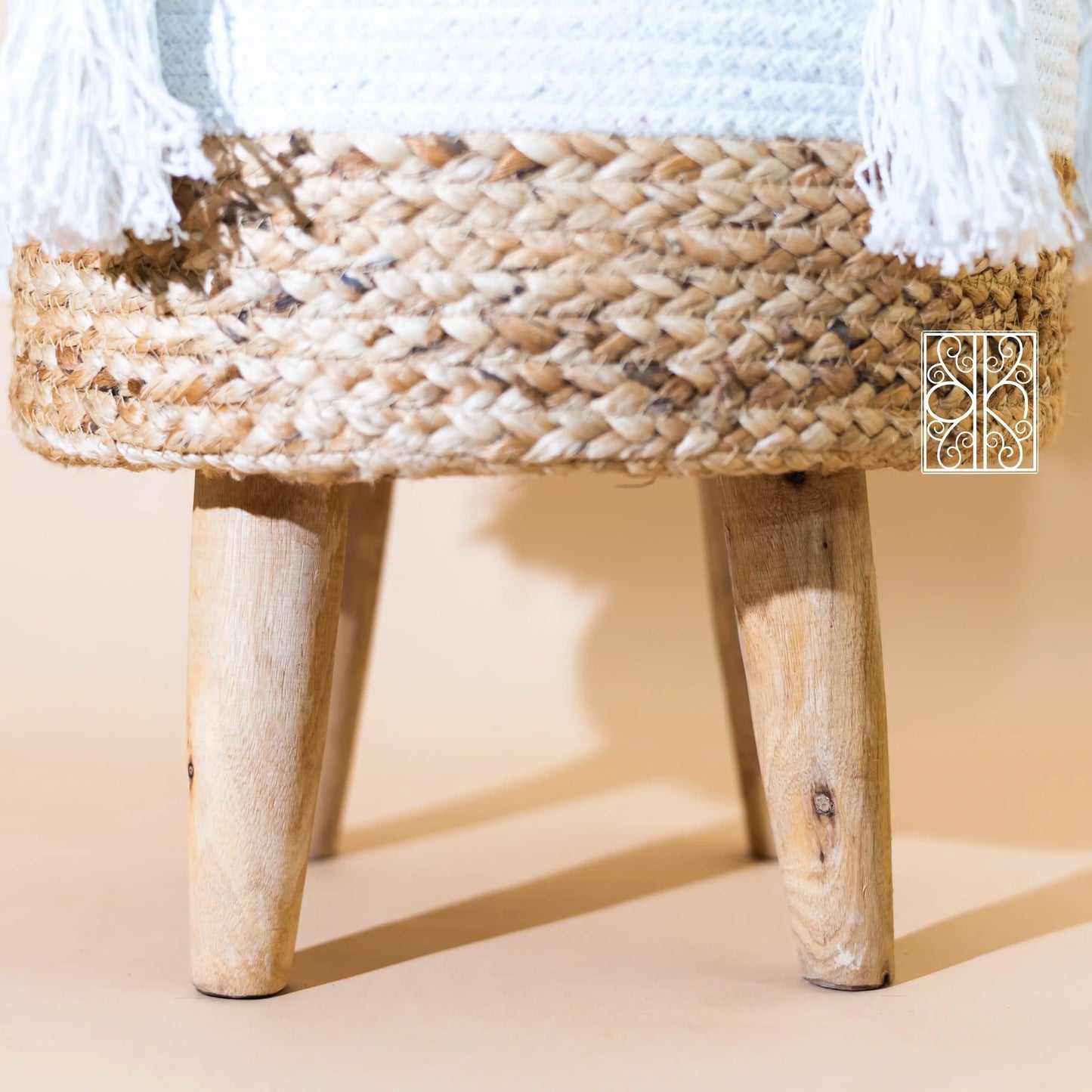Cotton and Jute Ottoman stool