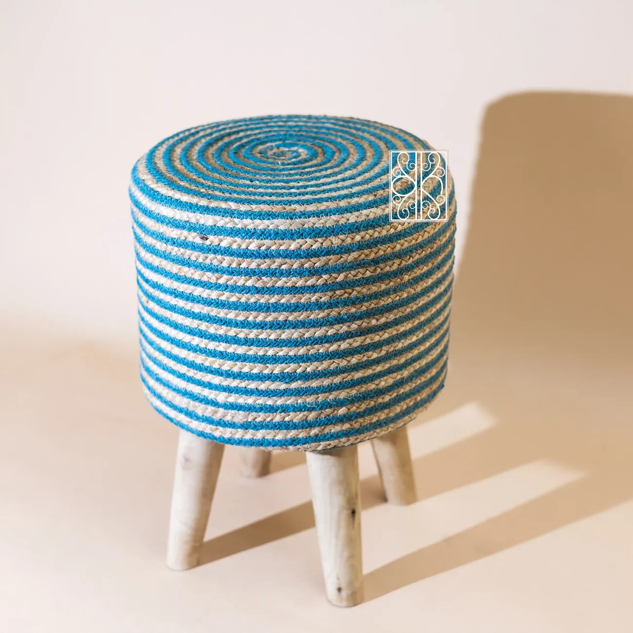 Jute pouffe | Jute stool | Ottoman chair | Aqua Accent
