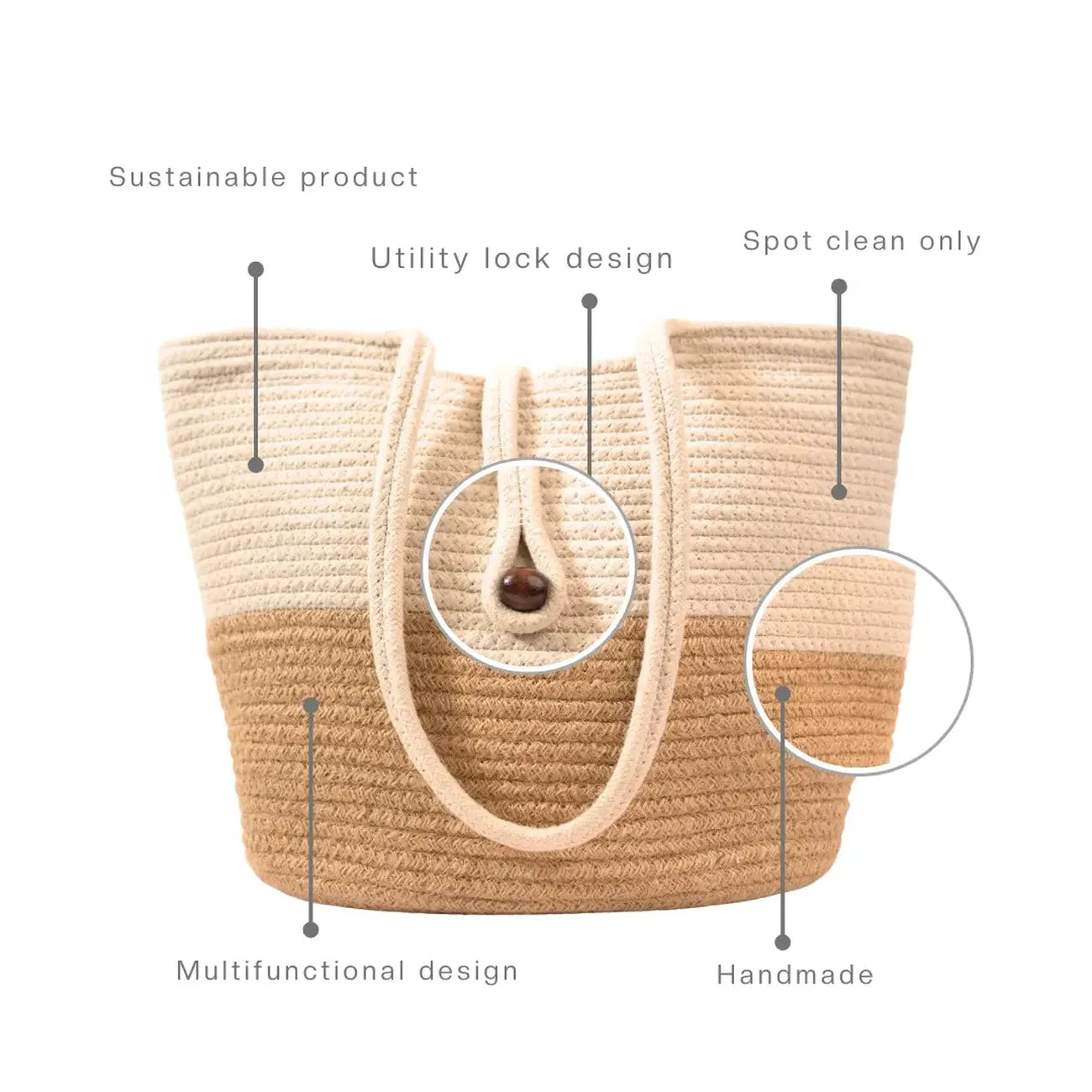 Jute Beach Bag Beige and Cream