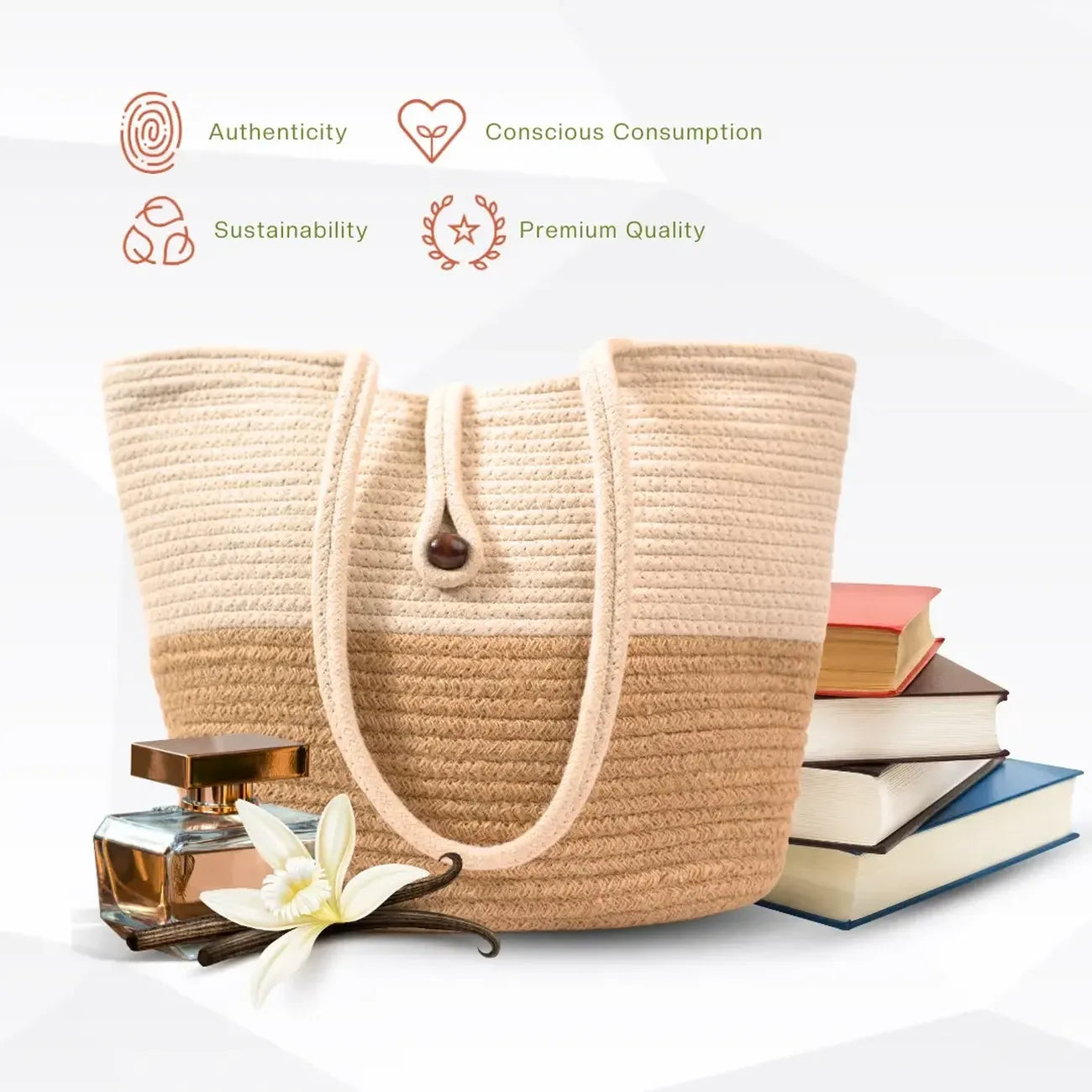 Jute Beach Bag beige and Cream
