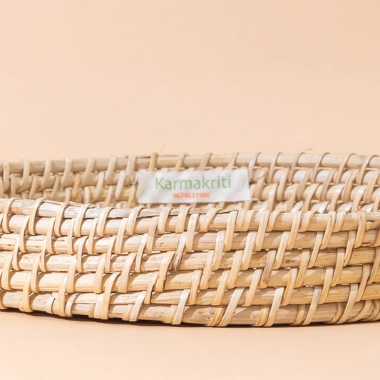 Buy Bamboo serving tray with Handles - Round Rattan Tray