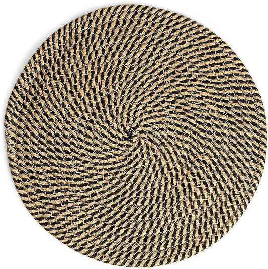 Handwoven Cotton & Jute Round Place Mat | Natural Table Mat | Boho Dining Decor | Set of 2