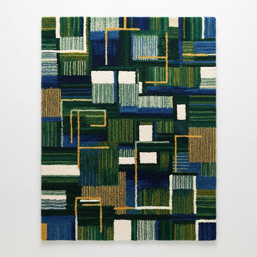 Abstract Handtufted Woollen Rug