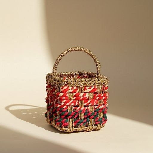 Luxé Multicolor Handwoven Metal Home Storage Basket|Organiser