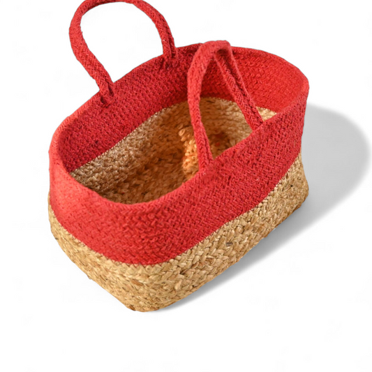 Handcrafted Jute gift Basket Red