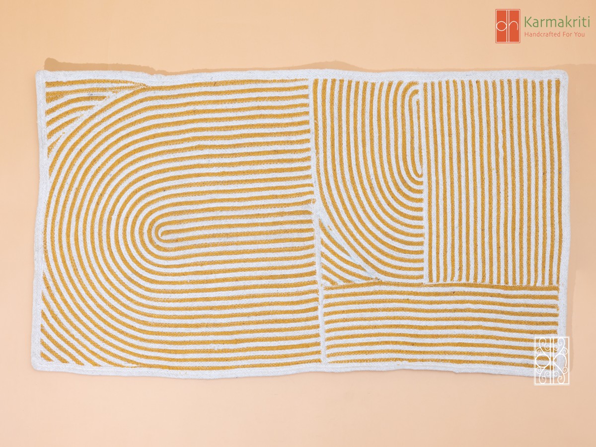 Geometric Yellow Handwoven Cotton Rope Rug