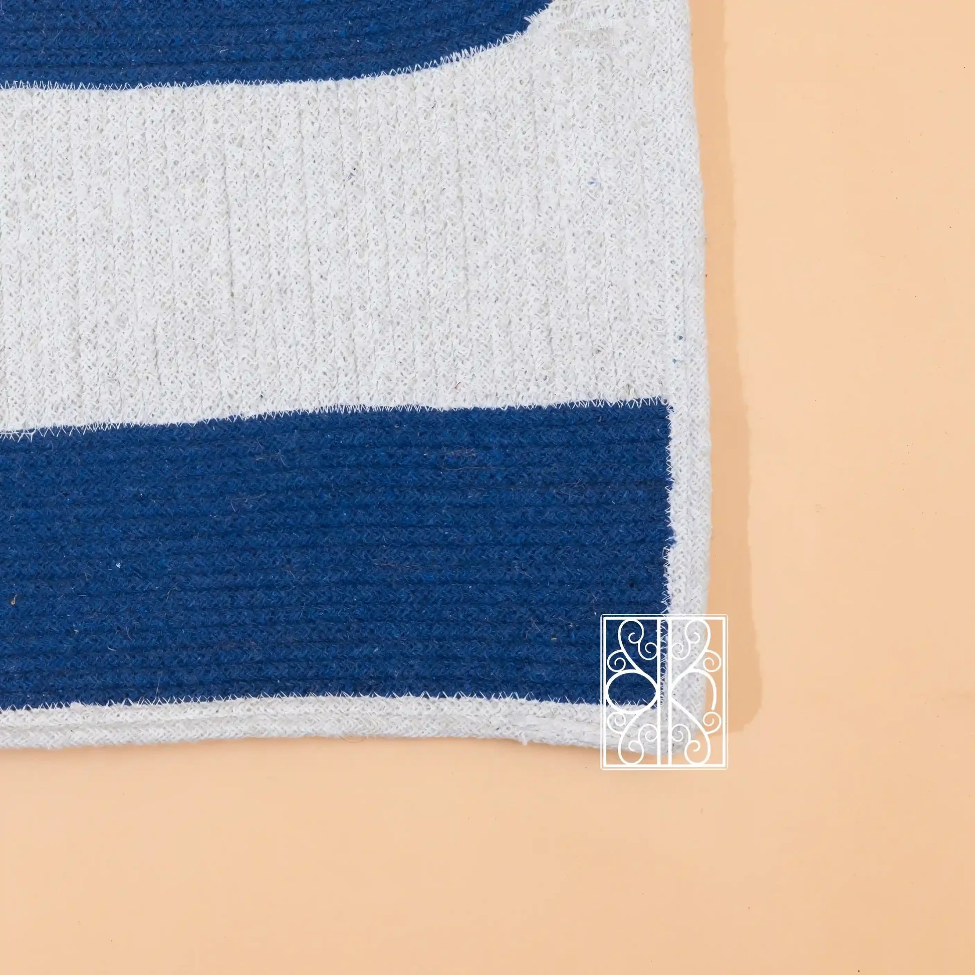 White and blue Cotton Floor Carpet & Floor Rugs