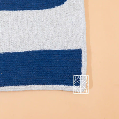 White and blue Cotton Floor Carpet & Floor Rugs