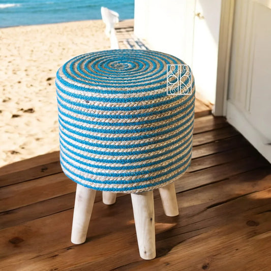 Jute pouffe | Jute stool | Ottoman chair | Aqua Accent