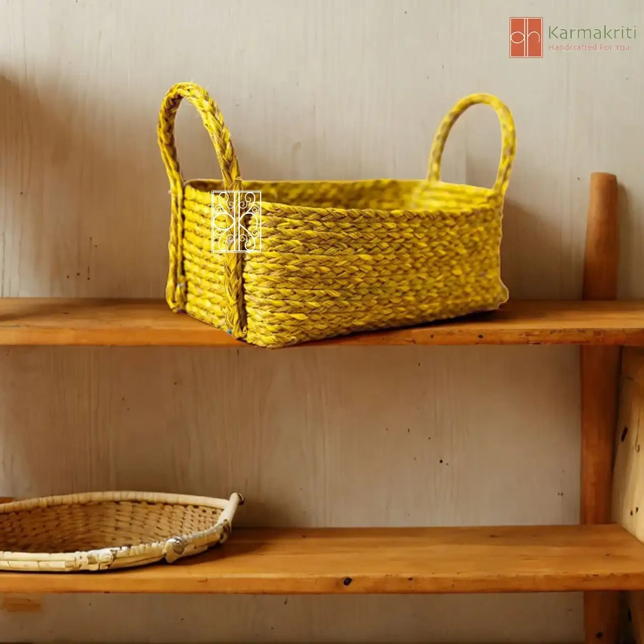 Yellow Wicker Storage Basket
