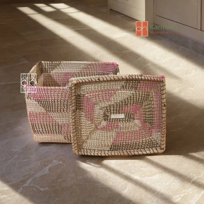 handmade Wicker storage Box - Seagrass wardrobe organizer