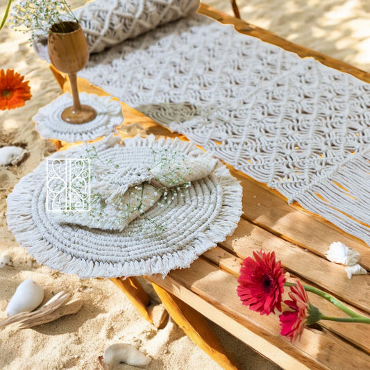 Macrame Table mats with Runner and Placemats