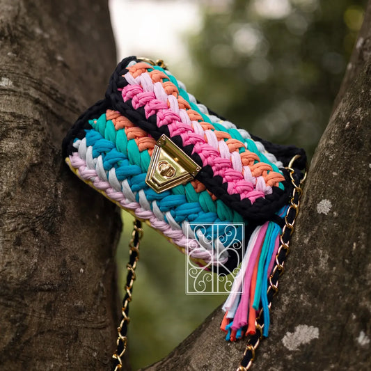 Crochet Cotton Sling Bag | Multicolour