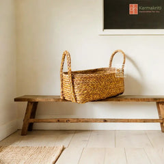 Natural Wicker Storage Basket | Kitchen Shelf Organizer