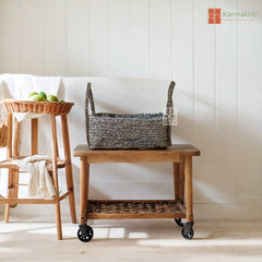 Gray Seagrass Towel Basket | Cosmetics Organizer