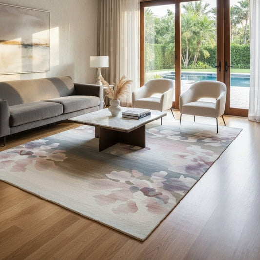 Blush Mirage Handwoven Rug | Watercolour Bloom