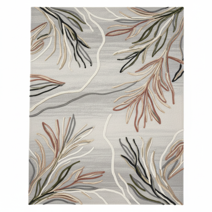 Botanical Soft Grey Handtufted Woollen Rug