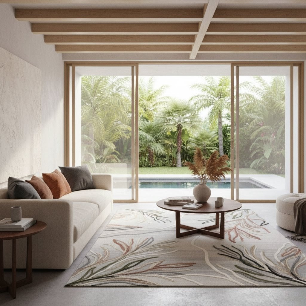 Botanical Soft Grey Handtufted Woollen Rug