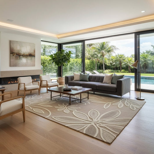 Beige Bloom HandTufted Woollen Rug