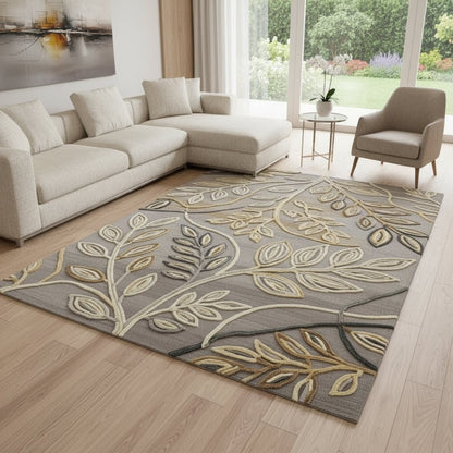 Golden Leaf Symphony Handtufted Woollen Rug