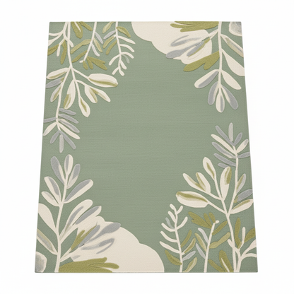 Handtufted Woollen Rug | Sage Botanical Bliss
