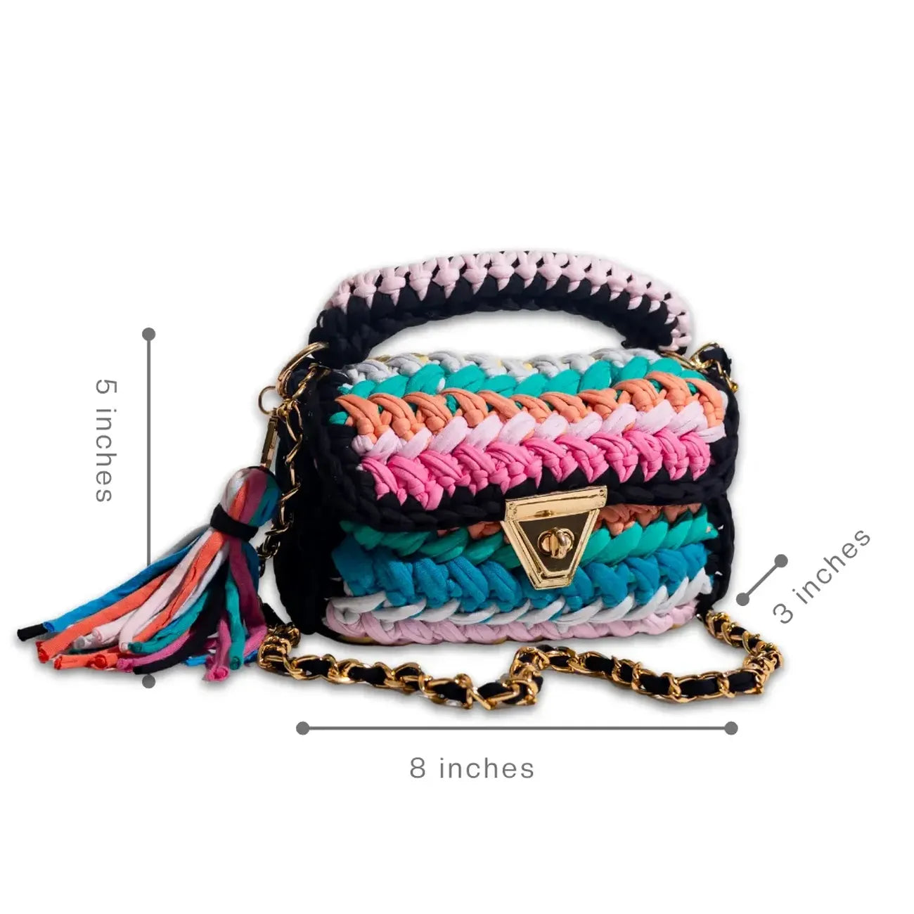 Pink Crochet Cotton Sling Bag