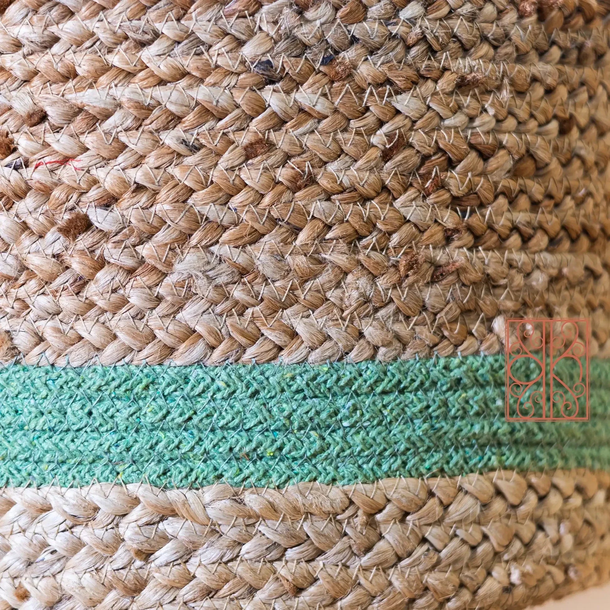 Jute pouffe | Jute stool | Ottoman stool | Aquamarine - Karmakriti India