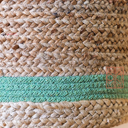 Jute pouffe | Jute stool | Ottoman stool | Aquamarine - Karmakriti India