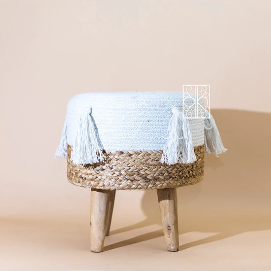 Cotton and Jute Ottoman stool