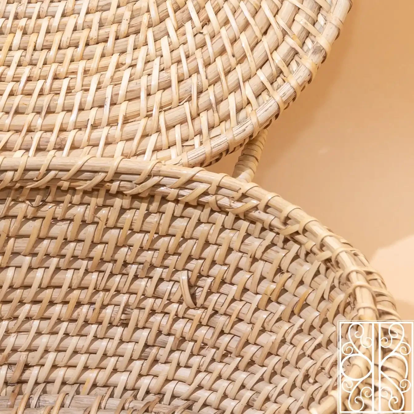 Bamboo Picnic basket with Lid - Rattan Basket with Handles