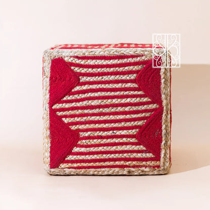 Handmade Jute and Cotton Pouffe