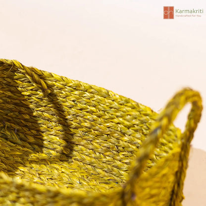 Yellow Wicker Storage Basket