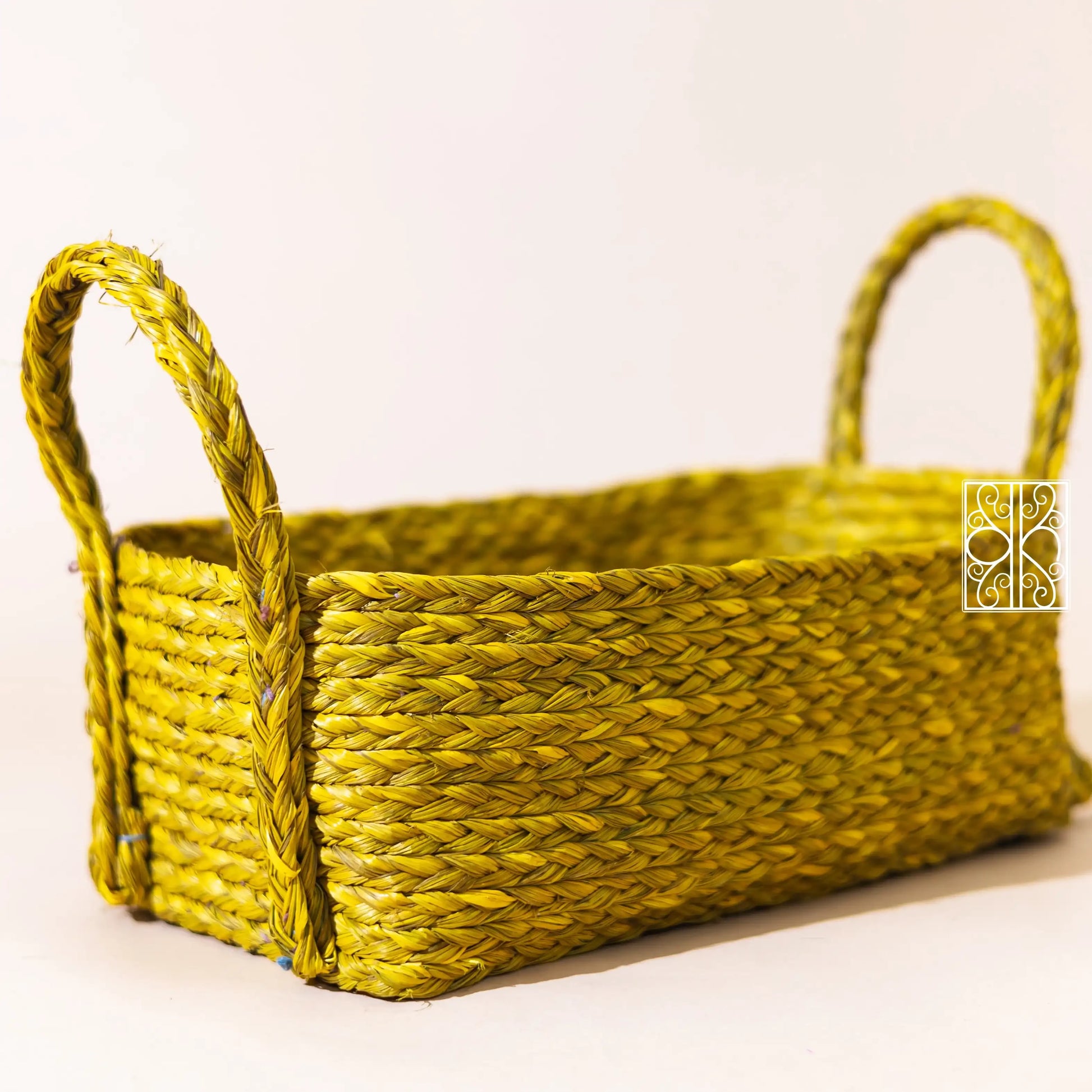Yellow Wicker Storage Basket